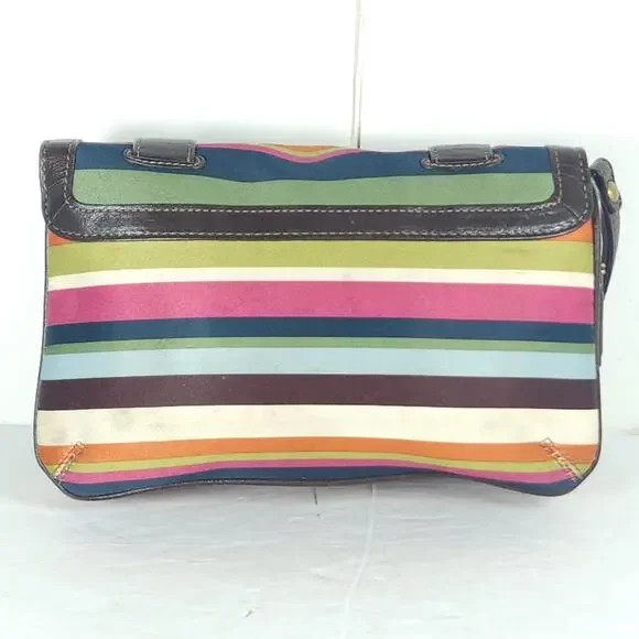 Coach Legacy Stripe Garcia Small Multicolor Canvas Turnlock Clutch Wristlet - Picture 7 of 16